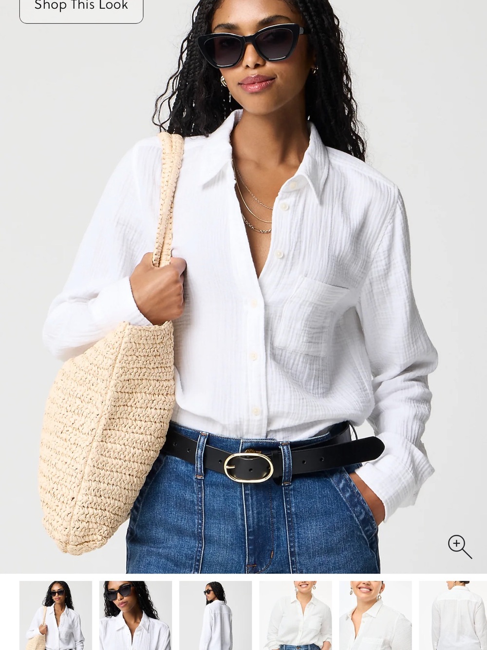 J. Crew white gauze button down